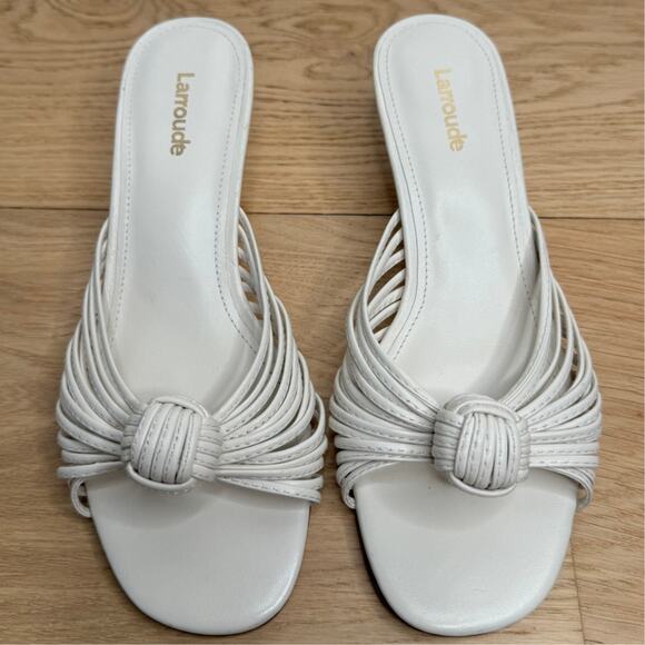 NWOT Larroudé Valerie Kitten Heel Slide Strappy Knotted...